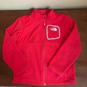 Red The North Face fleece zip up jacket.